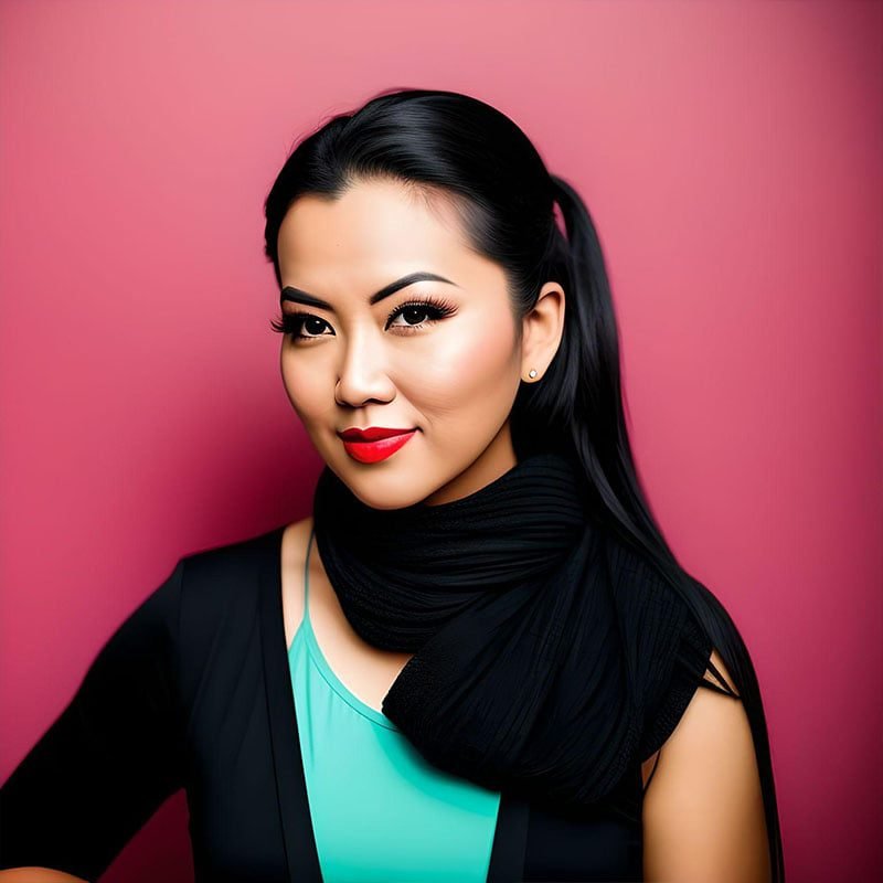 Portrait of smiliing woman with pink backdrop