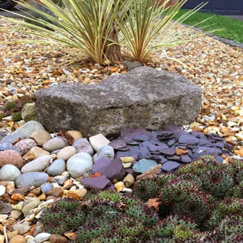 Rock, gravel and chippings garden
