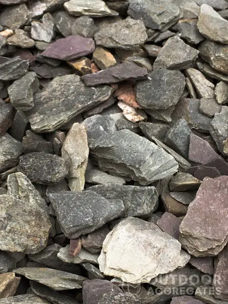 Black slate chippings close up