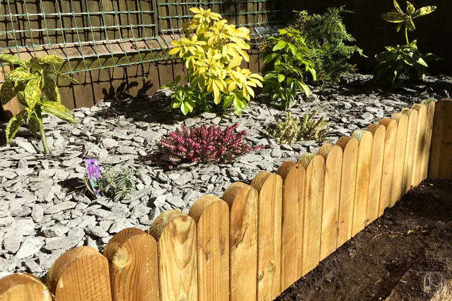 Gravel and brick edge